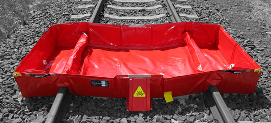 Hopfällbar Spill‑Berm för Järnväg 