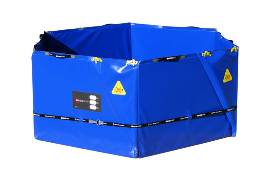 ECCOTARP hopfällbar uppsamlingsbehållare containment tank ET HX 1000 ET HX 2000 ET OCT 3000 ET OCT 5000 självstödjande tank nödfallstank 1000-5000 liter hexagon oktagon design snabb montering lättvikt sidohandtag periferibälte dräneringshål kulventil PES PVC textilförstärkning kemikalieresistent oljebeständig -30°C till +70°C skyddsmatta transportväska backupvattenreservoir farligavätskeuppsamling räddningstjänst industriell nödsituation akut spillhantering.

